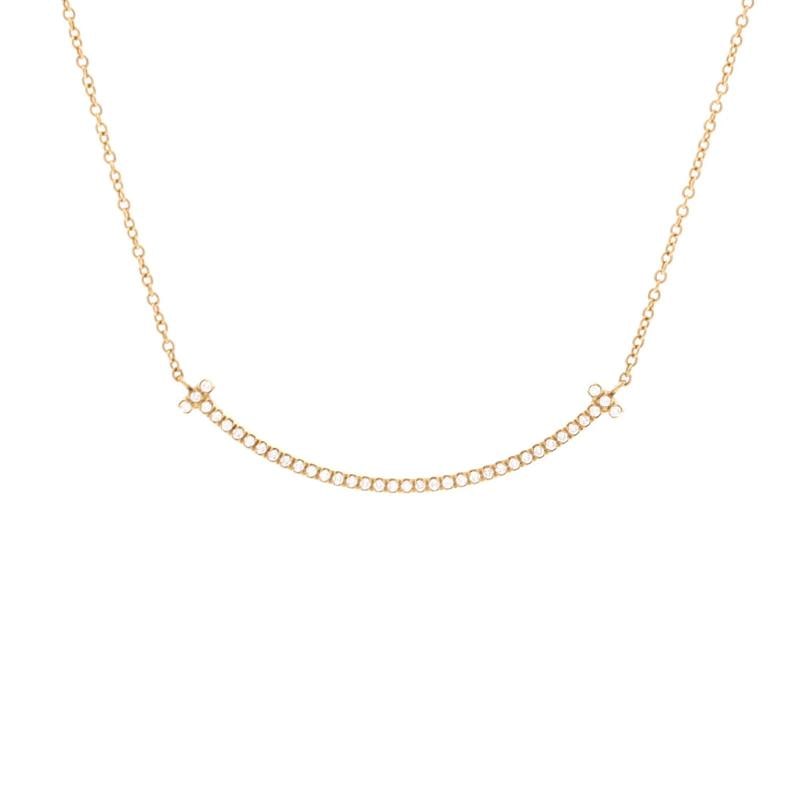 Tiffany & Co. T Smile Pendant Necklace 18K Yellow Gold and Diamonds Small: Measurements: Length: 16.00 ", Pendant Length: 9.55 mm, Pendant Width: 37.25 mm . Condition: Pre-owned - Good,Brand: Tiffany & Co.,Main Stone: Diamond,Metal: 18K Yellow Gold,Metal Purity: 18K,Style: P