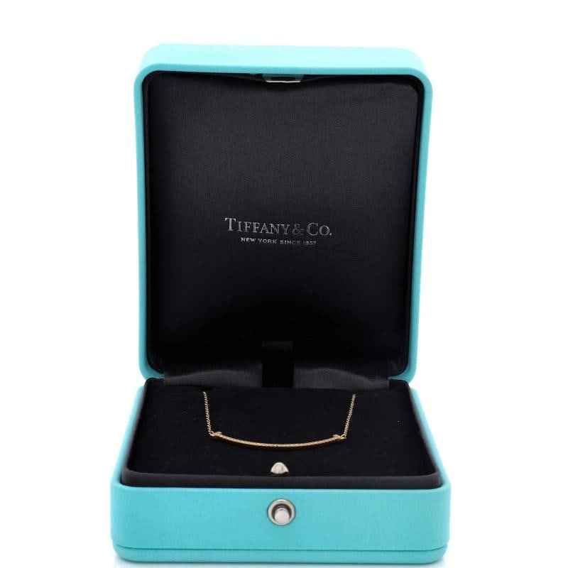 Tiffany & Co. T Smile Pendant Necklace 18K Yellow Gold and Diamonds Small - 2