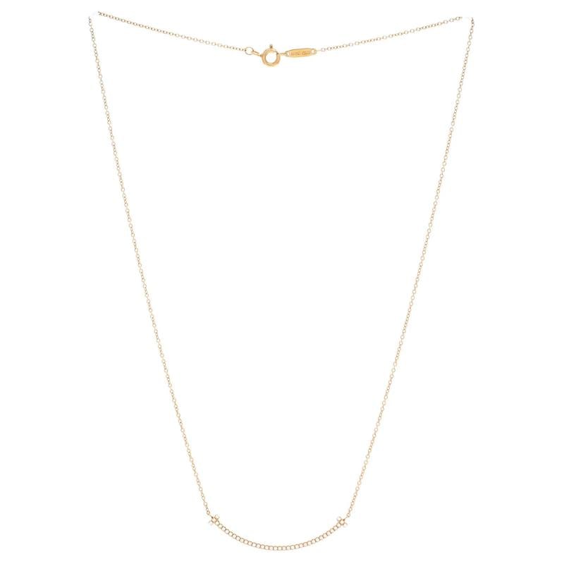 Tiffany & Co. T Smile Pendant Necklace 18K Yellow Gold and Diamonds Small - 3