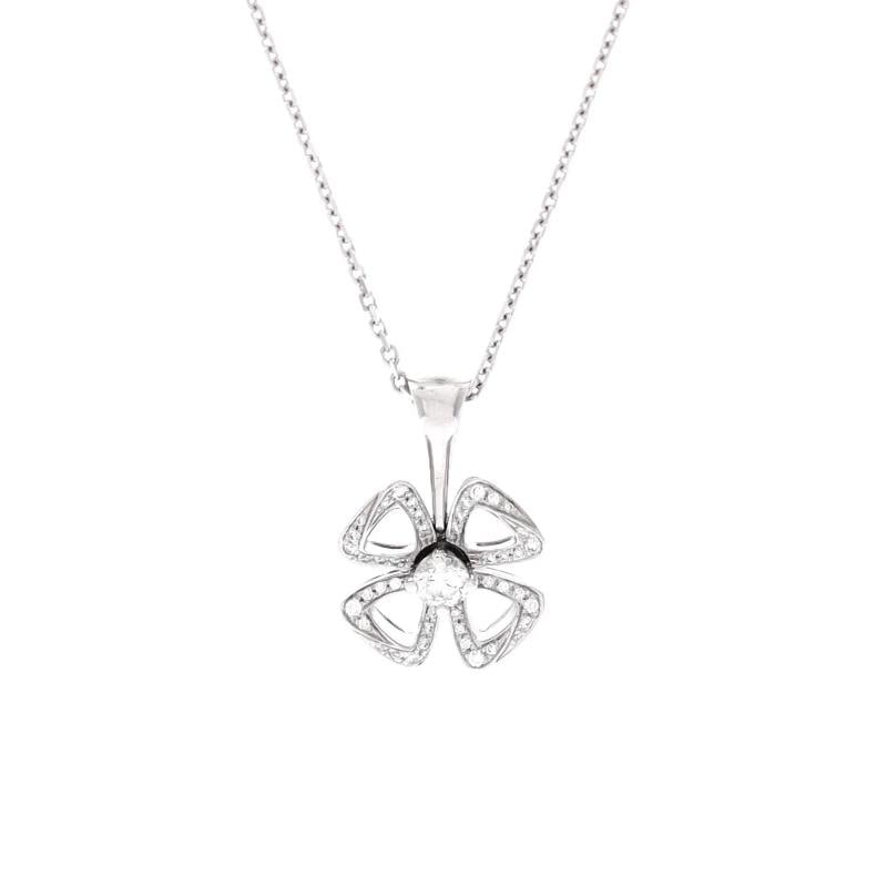 Bvlgari Fiorever Pendant Necklace 18K White Gold with Diamonds: Measurements: Length: 17.25 ", Pendant Length: 16.25 mm, Pendant Width: 11.25 mm . Condition: Pre-owned - Good,Brand: Bvlgari,Main Stone: Diamond,Metal: 18K White Gold,Metal Purity: 18K,Style: