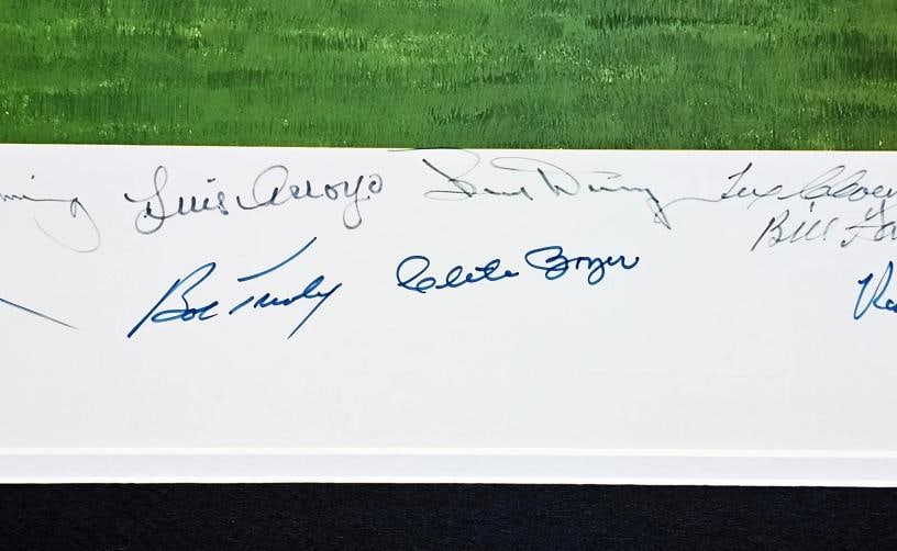 1961 Yankees Autographed Framed 24x36 Lithograph 34 Sigs Mantle Berra PSA/DNA - 7
