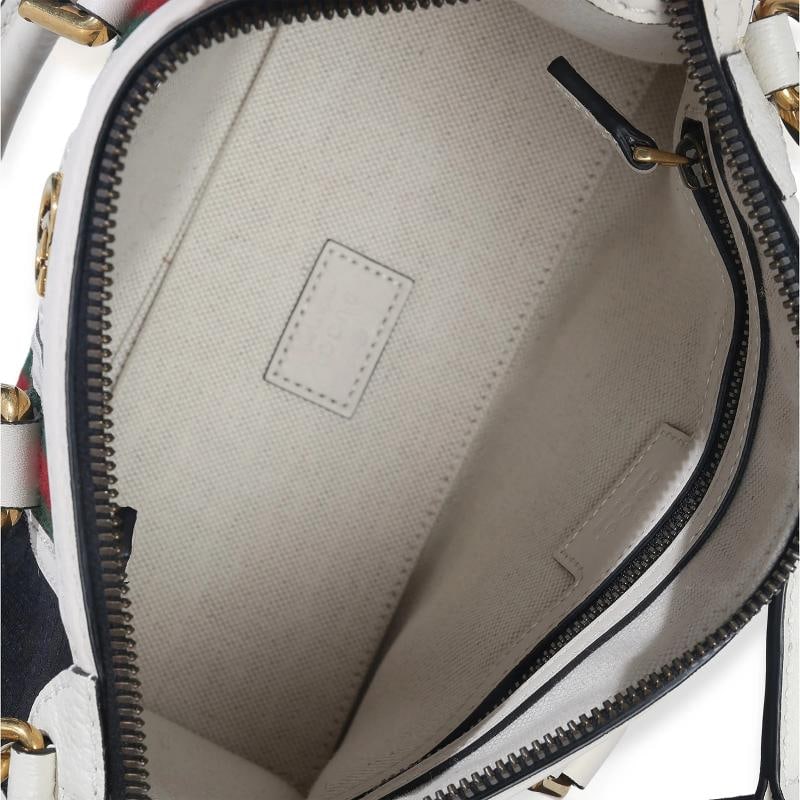 Gucci Black White Canvas Mini Double G Top Handle Bag - 2