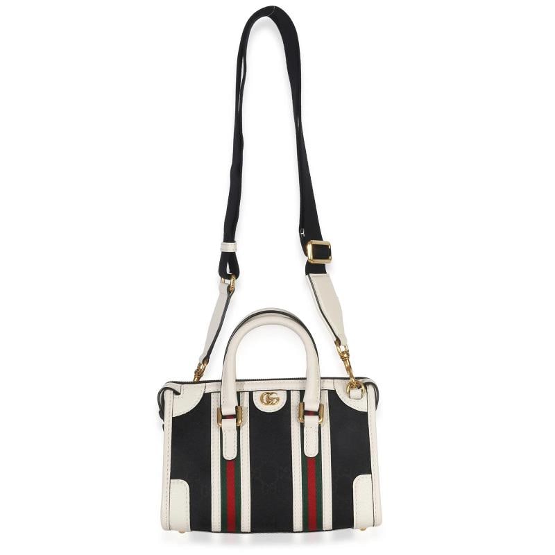 Gucci Black White Canvas Mini Double G Top Handle Bag - 6