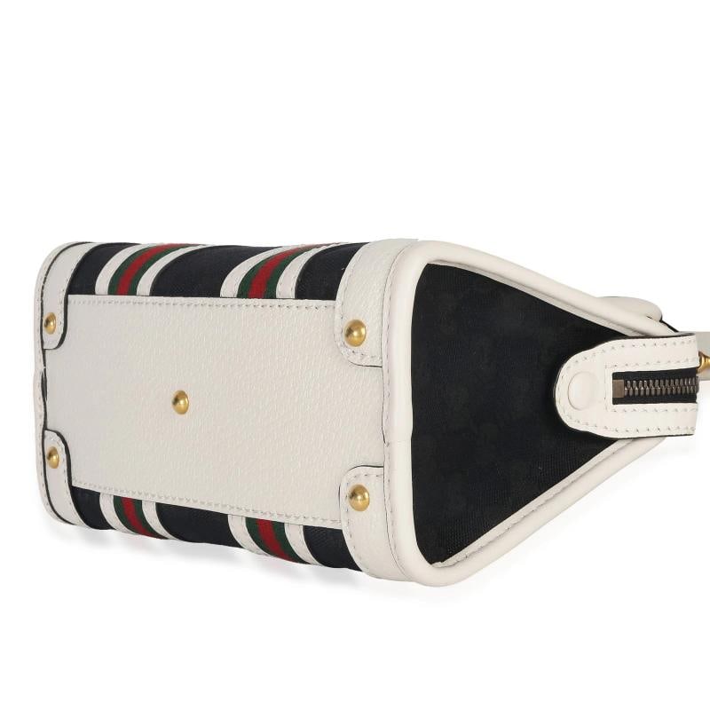Gucci Black White Canvas Mini Double G Top Handle Bag - 7
