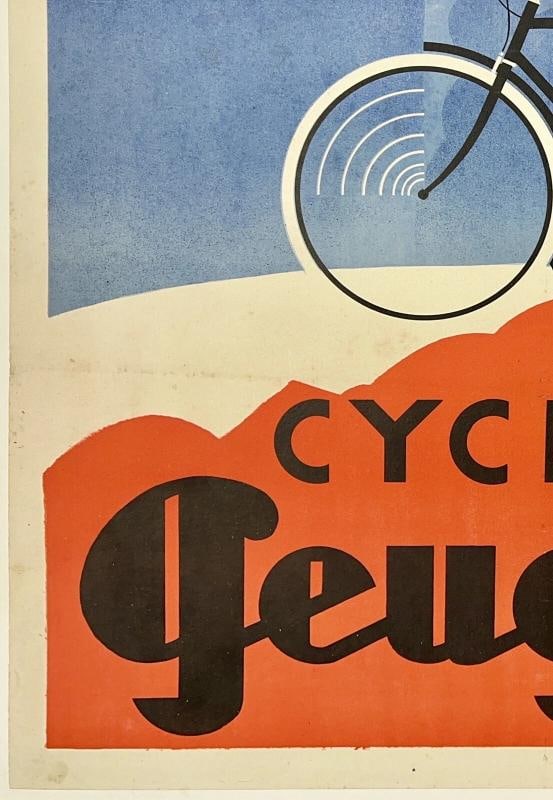 Original Vintage Poster CYCLES PEUGEOT Art Deco French Cycling Biking Perot OL - 4