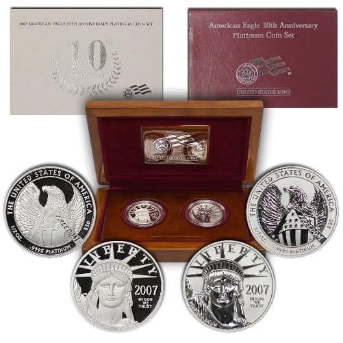 2007-W American Eagle 10TH Anniversary Platinum Coin Set w/Case & CoA - 2