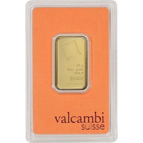 20 gram Gold Bar - Valcambi Suisse - 999.9 Fine in Sealed Assay: Circulated/Uncirculated: Uncirculated,Denomination: 20 gram,Coin: Gold Bars,Composition: Gold,Shape: Bar,Fineness: 999.9,Strike Type: Business,Brand/Mint: Valcambi,Country of Origin: Switzerland