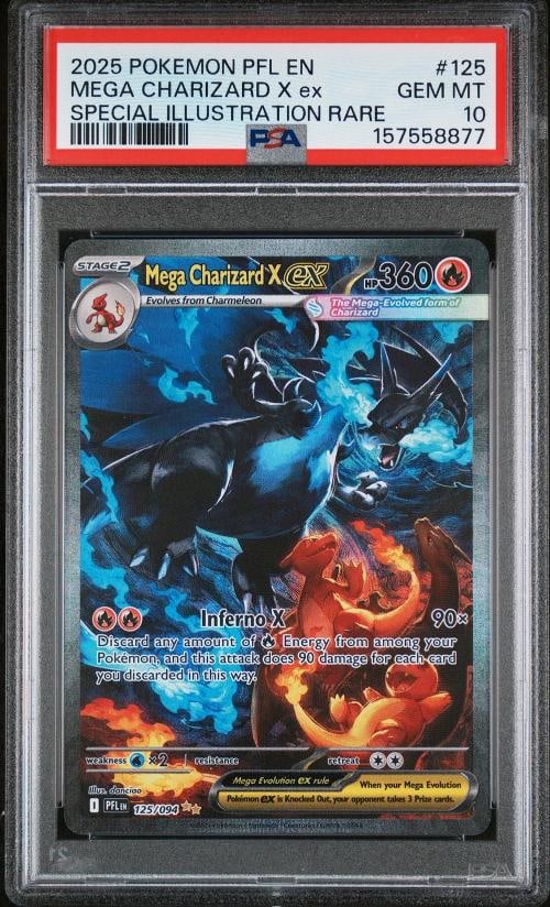 2025 POKEMON PFL EN-PHANTASMAL FLAMES #125 MEGA CHARIZARD X EX PSA 10: Condition: Graded - PSA 10: Professionally graded ,Graded: Yes,Set: 2025 POKEMON PFL EN-PHANTASMAL FLAMES,Game: PokÃƒÂ©mon TCG,Character: MEGA CHARIZARD X EX,Card Name: MEGA CHARIZ