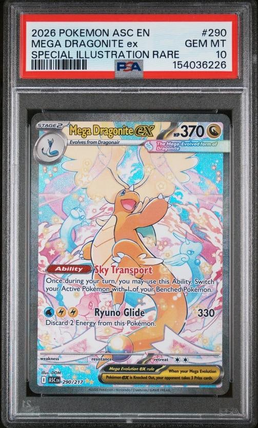 2026 POKEMON ASC EN-ASCENDED HEROES #290 MEGA DRAGONITE EX PSA 10: Condition: Graded - PSA 10: Professionally graded ,Graded: Yes,Set: 2026 POKEMON ASC EN-ASCENDED HEROES,Game: PokÃƒÂ©mon TCG,Character: MEGA DRAGONITE EX,Card Name: MEGA DRAGONITE 