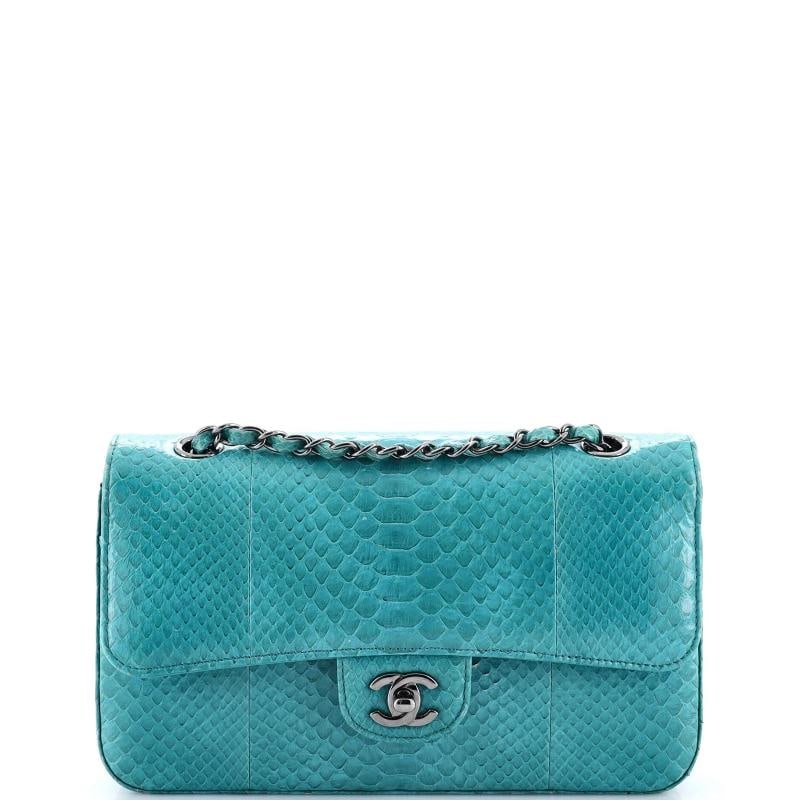 Chanel Classic Double Flap Bag Python Medium: Accessories: Dust Bag Measurements: Handle Drop 9", Height 6", Width 10.5", Depth 2.5", Strap Drop 17". Condition: Pre-owned - Good,Brand: Chanel,Exterior Material: Python,Style: Shoulder