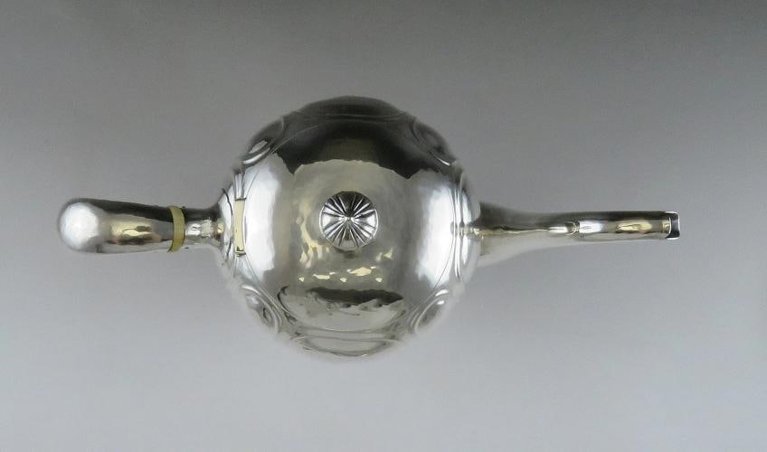 Antique American Arts Crafts Sterling Silver Art Shop Handwrought Chicago Teapot - 2