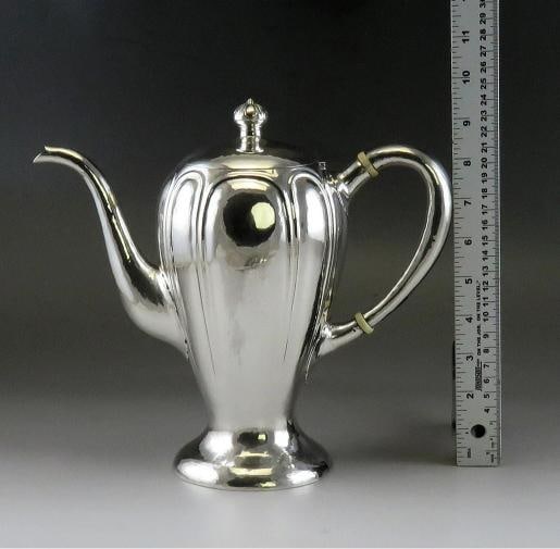 Antique American Arts Crafts Sterling Silver Art Shop Handwrought Chicago Teapot - 8