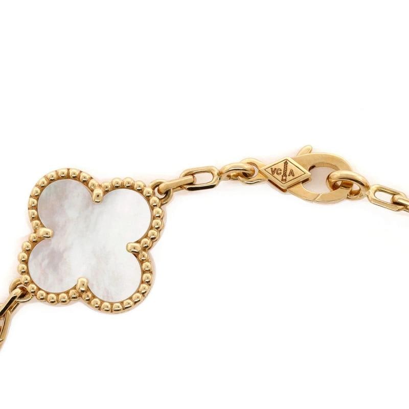 Van Cleef & Arpels Vintage Alhambra 5 Motifs Bracelet 18K Yellow Gold and Mother - 2