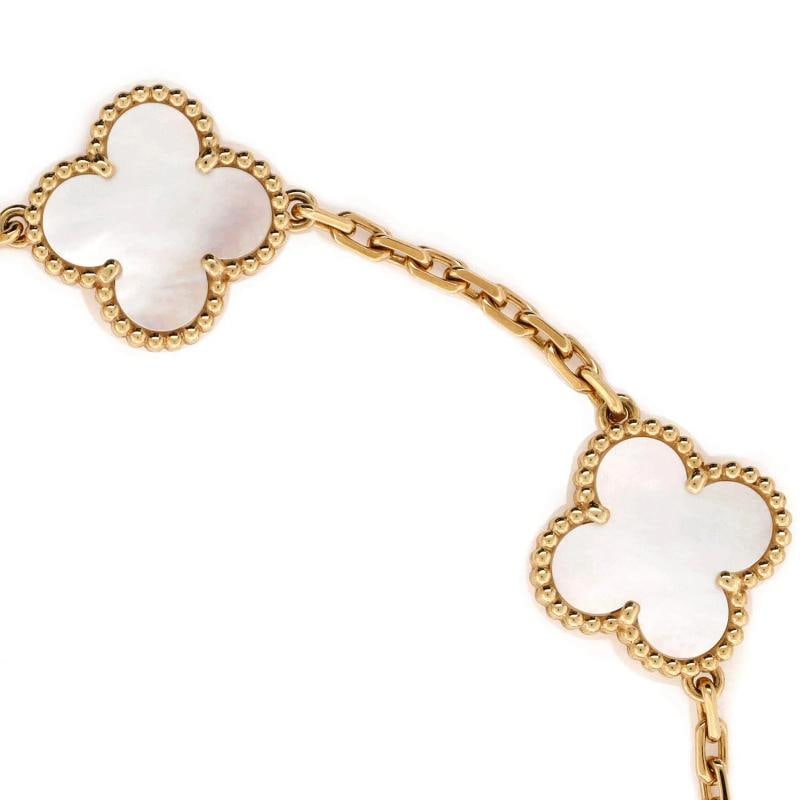 Van Cleef & Arpels Vintage Alhambra 5 Motifs Bracelet 18K Yellow Gold and Mother - 3