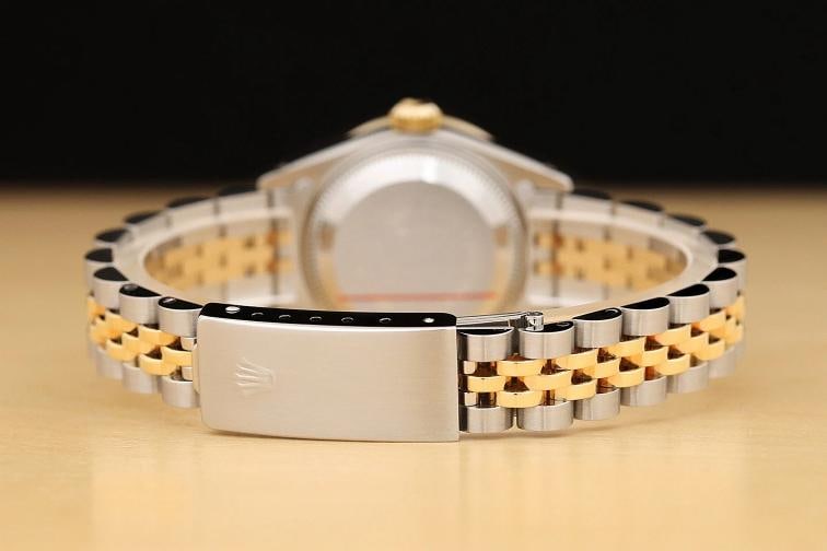 ROLEX LADIES DATEJUST 69173 BLACK 1.1 CT DIAMOND BEZEL 18K GOLD STEEL WATCH - 6
