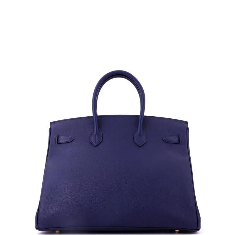 Hermes Birkin Handbag Blue Epsom with Gold Hardware 35 - 4