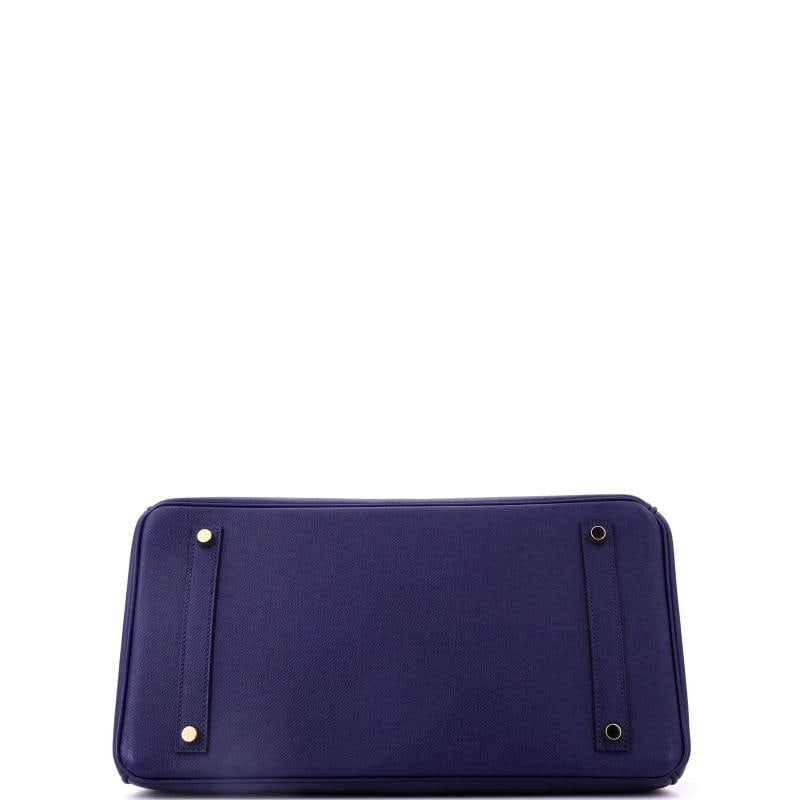 Hermes Birkin Handbag Blue Epsom with Gold Hardware 35 - 5