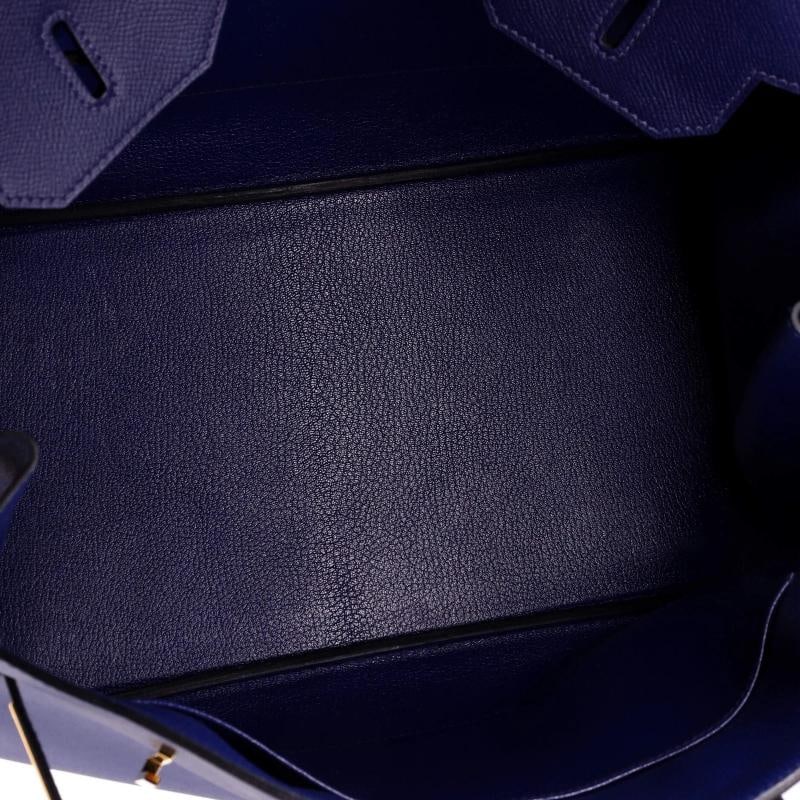 Hermes Birkin Handbag Blue Epsom with Gold Hardware 35 - 7