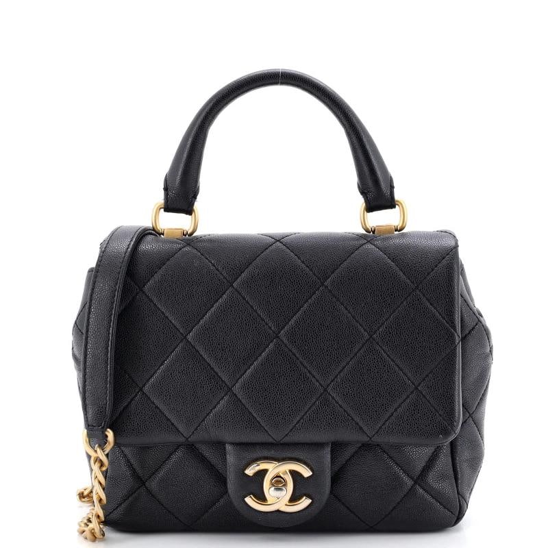 Chanel Square Top Handle Flap Bag Quilted Shiny Caviar Mini (1 of 6)