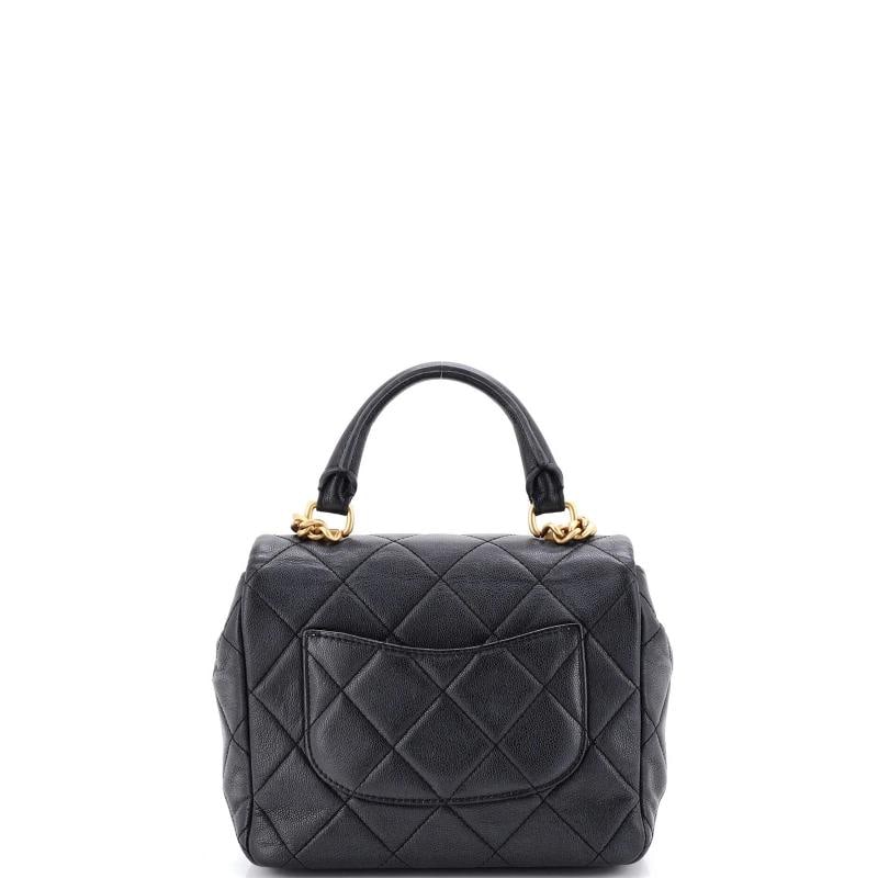 Chanel Square Top Handle Flap Bag Quilted Shiny Caviar Mini - 3