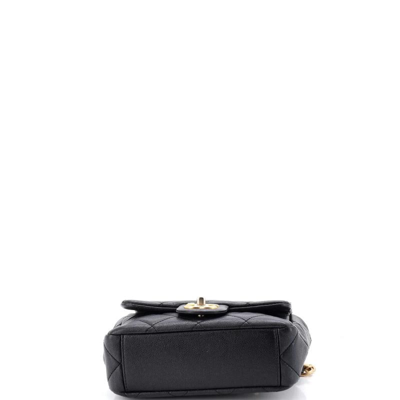 Chanel Square Top Handle Flap Bag Quilted Shiny Caviar Mini - 4
