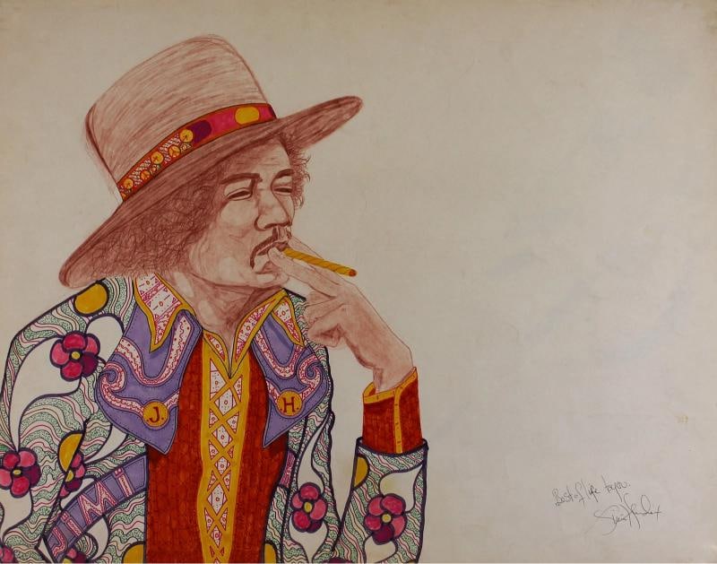 Jimi Hendrix "Best Of Life To You" Signed 22.5x28.5 Dwight Ross Artwork BAS LOA (1 of 3)