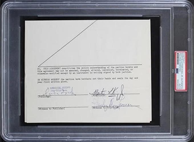 Martin Luther King Jr. Authentic Signed 7x8.5 Partial Contract PSA/DNA Slabbed - 3