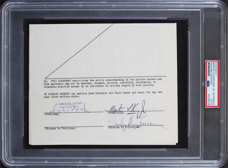 Martin Luther King Jr. Authentic Signed 7x8.5 Partial Contract PSA/DNA Slabbed - 4