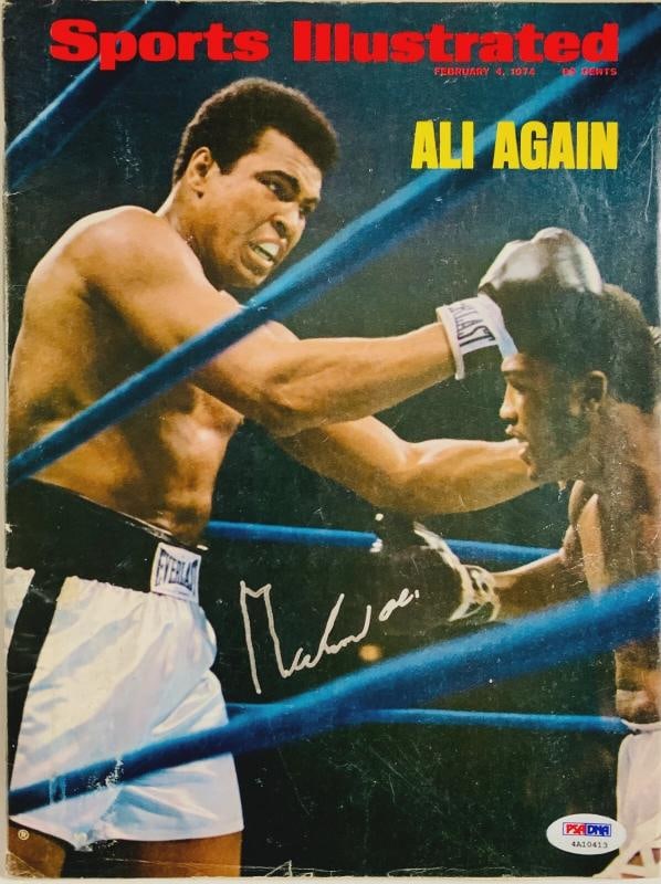 Muhammad Ali Signed Cassius Clay SI Magazine Feb 1974 PSA DNA: Product: Magazine,Player: Muhammad Ali,Sport: Boxing,Autograph Authentication: Professional Sports (PSA/DNA),Signed: Yes,Original/Reprint: Original,Country of Origin: United States