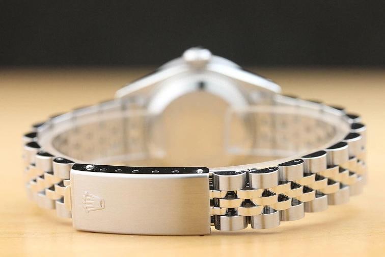 LADIES ROLEX DATEJUST 69174 FACTORY DIAL 18K GOLD SAPPHIRE DIAMOND STEEL WATCH - 6