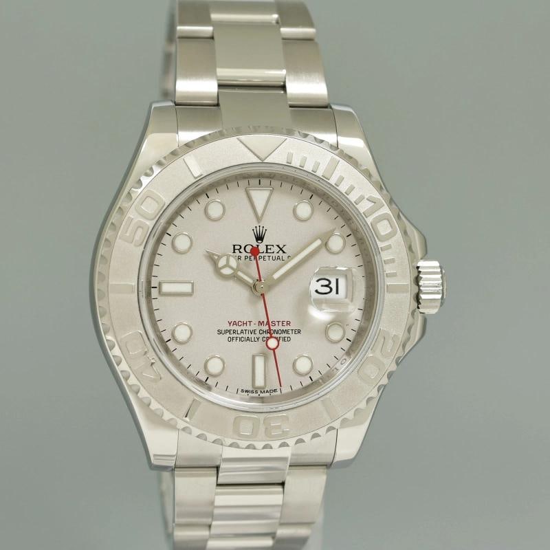 MINT 2014 PAPERS Rolex Yacht-Master 116622 Platinum Dial Steel 40mm Watch Box - 3
