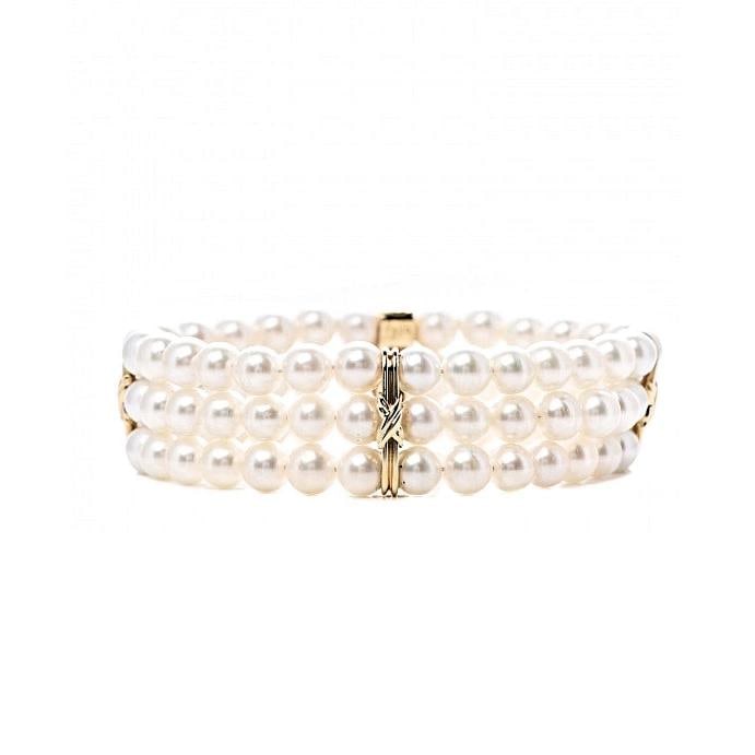 Tiffany & Co Signature X Akoya Pearl Triple Strand Bracelet 18k Yellow Gold - 2