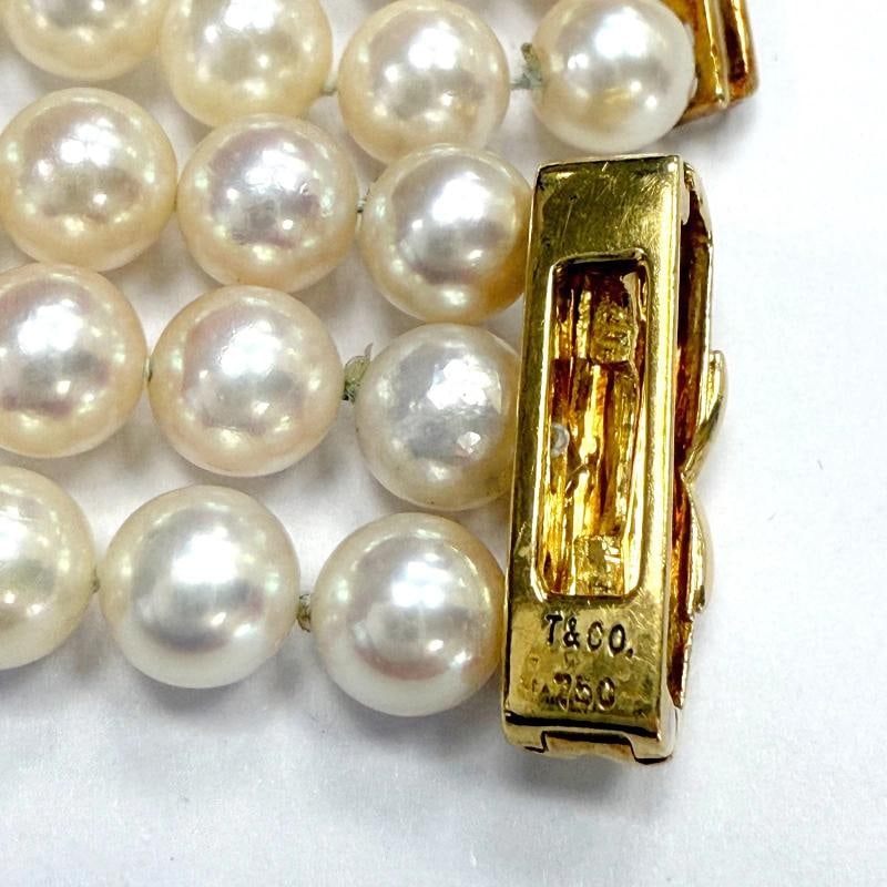 Tiffany & Co Signature X Akoya Pearl Triple Strand Bracelet 18k Yellow Gold - 3
