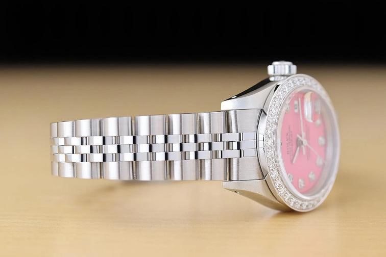 ROLEX LADIES DATEJUST 69174 PINK DIAMOND 18K WHITE GOLD STEEL JUBILEE WATCH - 7