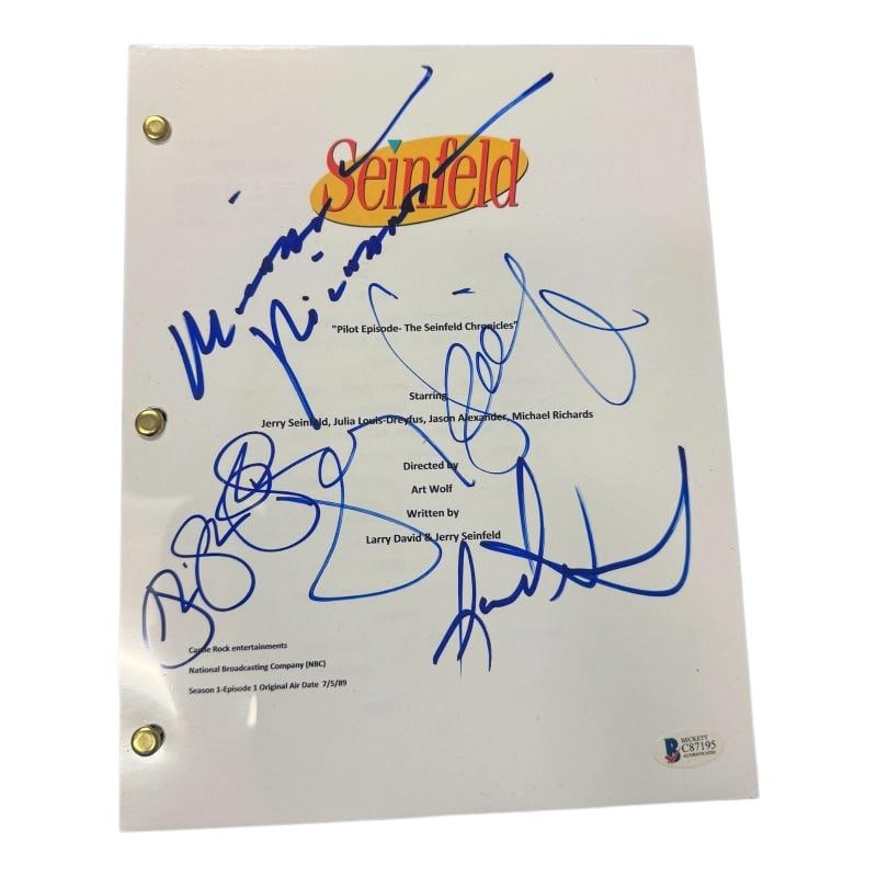 Seinfeld Cast 4 + Signed Autograph Pilot Full Episode Script Beckett BAS LOA (1 of 1)