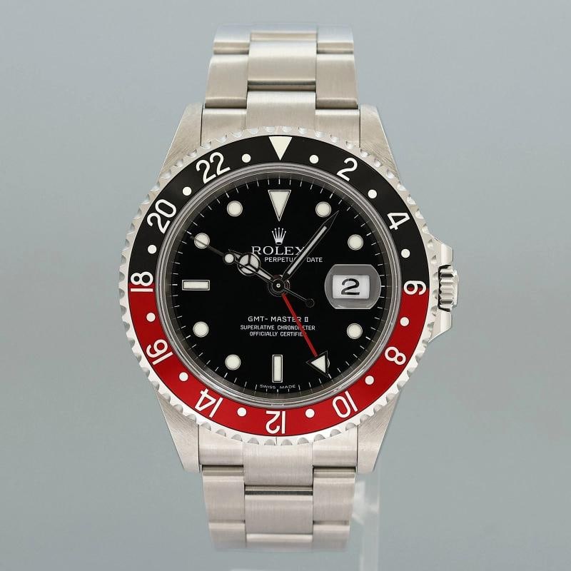 2006 MINT COKE Rolex GMT-Master II Red Black Steel Error Rectangular 16710 Watch - 2