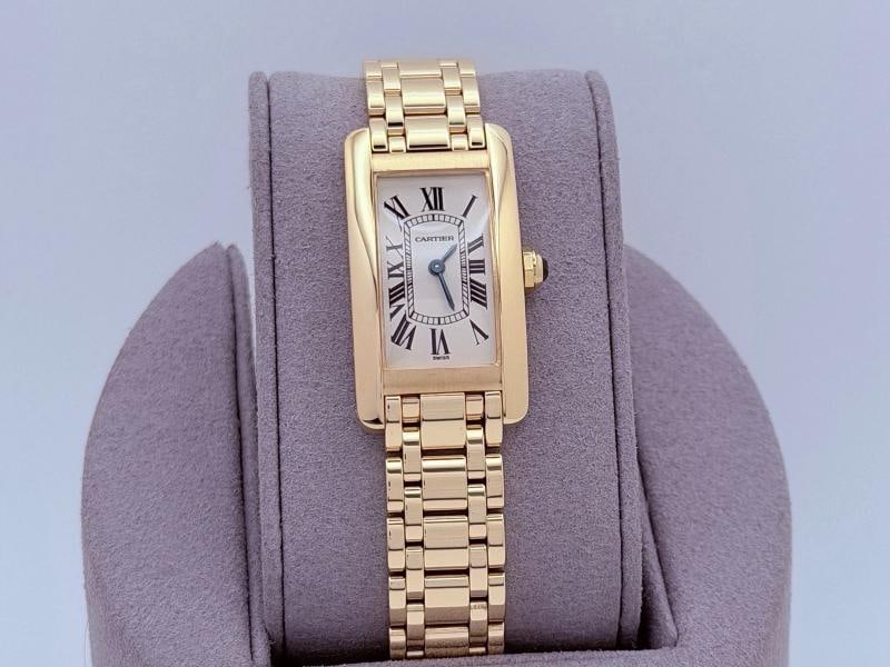 Cartier Tank Americaine 1710 W26015K2 19mm x 35mm Silver Dial 18k Yellow Gold - 2