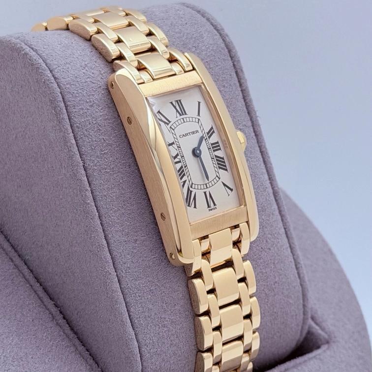 Cartier Tank Americaine 1710 W26015K2 19mm x 35mm Silver Dial 18k Yellow Gold - 5