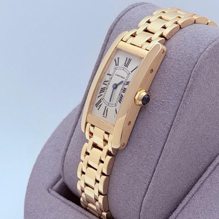 Cartier Tank Americaine 1710 W26015K2 19mm x 35mm Silver Dial 18k Yellow Gold - 7
