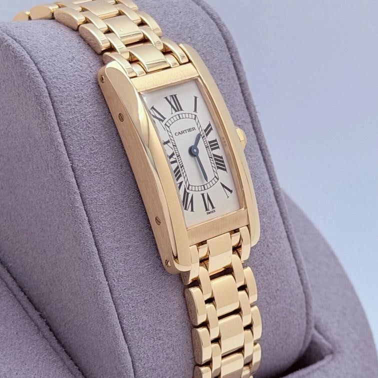 Cartier Tank Americaine 1710 W26015K2 19mm x 35mm Silver Dial 18k Yellow Gold - 9