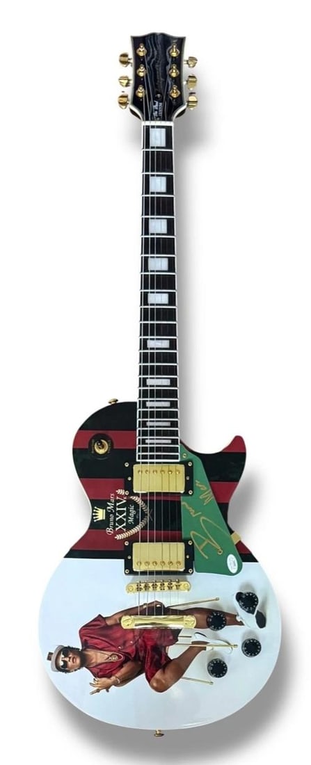 Bruno Mars Signed Guitar Custom Graphics JSA COA 24k Magic That's What I Like - 3