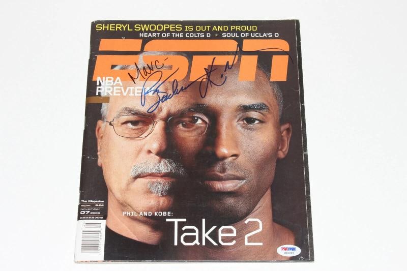 LOS ANGELES LAKERS KOBE BRYANT & PHIL JACKSON SIGNED ESPN MAGAZINE PSA/DNA COA - 3