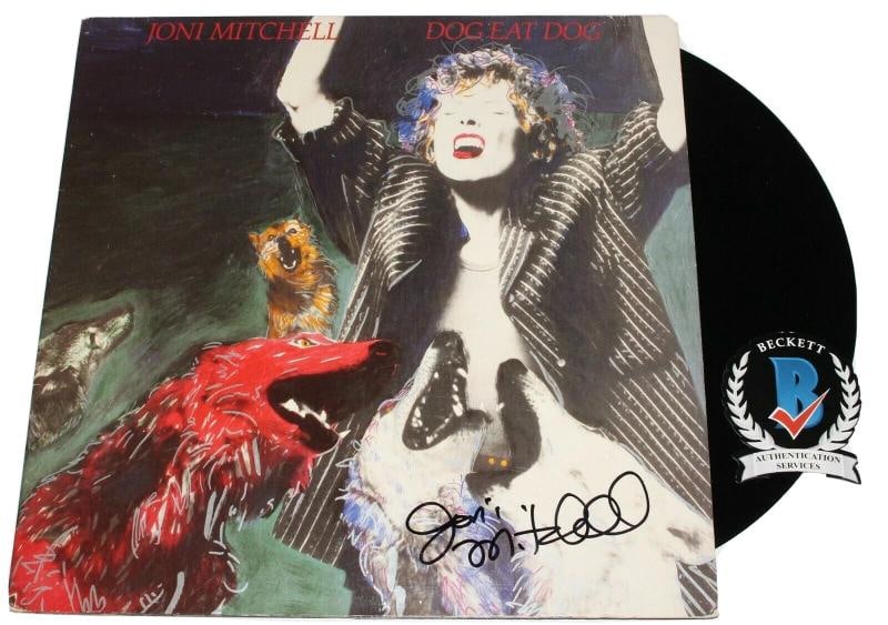 JONI MITCHELL SIGNED 'DOG EAT DOG' ALBUM VINYL RECORD LP PROOF BECKETT COA BAS: Industry: Music,Autograph Authentication: Beckett,Object Type: Record,Original/Reproduction: Original,Featured Refinements: Signed LP,Country of Origin: United States