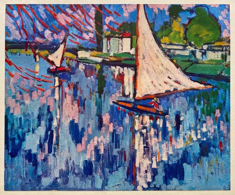 MAURICE DE VLAMINCK RARE 1949 FAUVISM FINE ART LITHOGRAPH PRINT LES BARQUES 1905: THE FINE ART LITHOGRAPH PRINT IS PUBLISHED BY EDITIONS D'ART ALBERT SKIRA, GENEVE. PRINTED IN SWITZERLAND IN AN UNNUMBERED LIMITED EDITION BY ROTO-SADAG IN GENEVA ON MARCH 25TH IN 1949, AS PART OF A 1