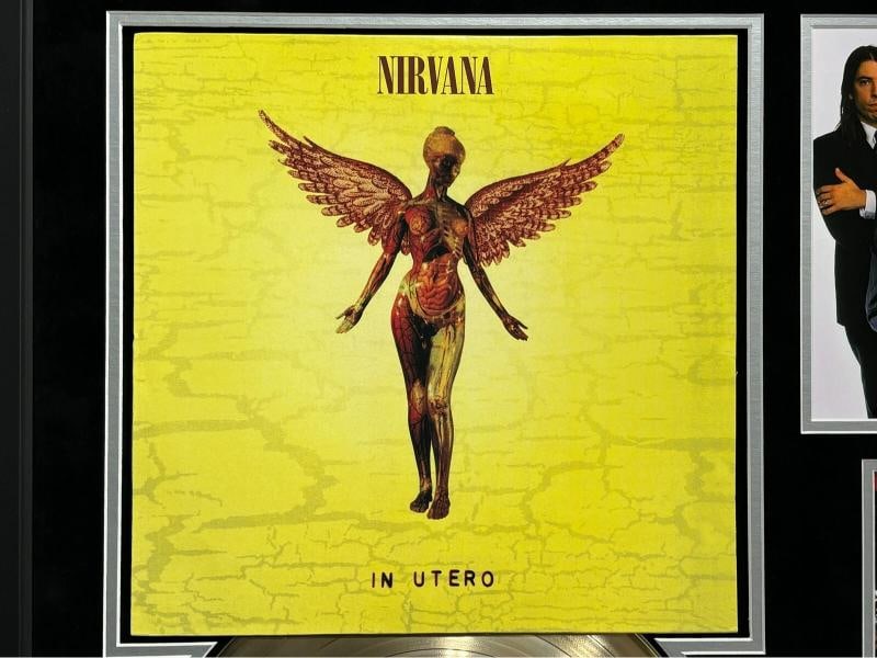 Nirvana In Utero Original Unused Backstage Pass Gold Record Framed Kurt Cobain - 6