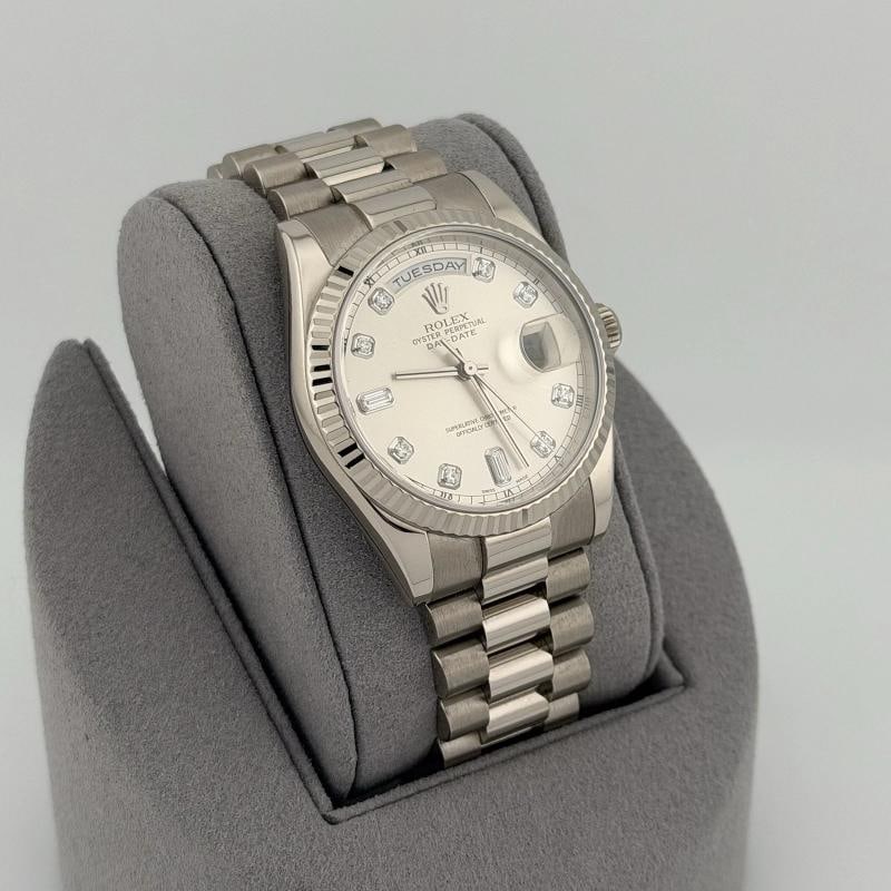 Rolex President Day Date 118239 36mm Factory Silver Diamond Dial 18K White Gold - 8