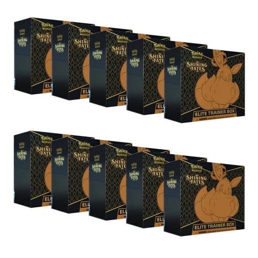 Pokemon Shining Fates Elite Trainer Box ETB Case of 10 Sword & Shield New SEALED: Condition: New/Factory Sealed: A brand-new, unused, unopened, undamaged item (including handmade items). ,Card Size: Standard,Set: Shining Fates,Game: PokÃƒÂ©mon TCG,Language: Engl