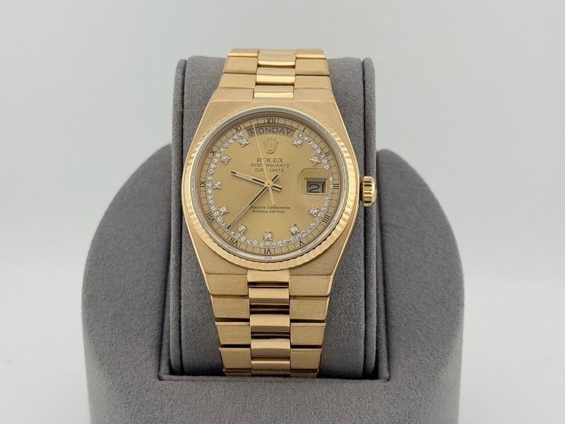 Rolex Day Date Oysterquartz 19018 Factory String Diamond Dial 18K Yellow Gold - 13