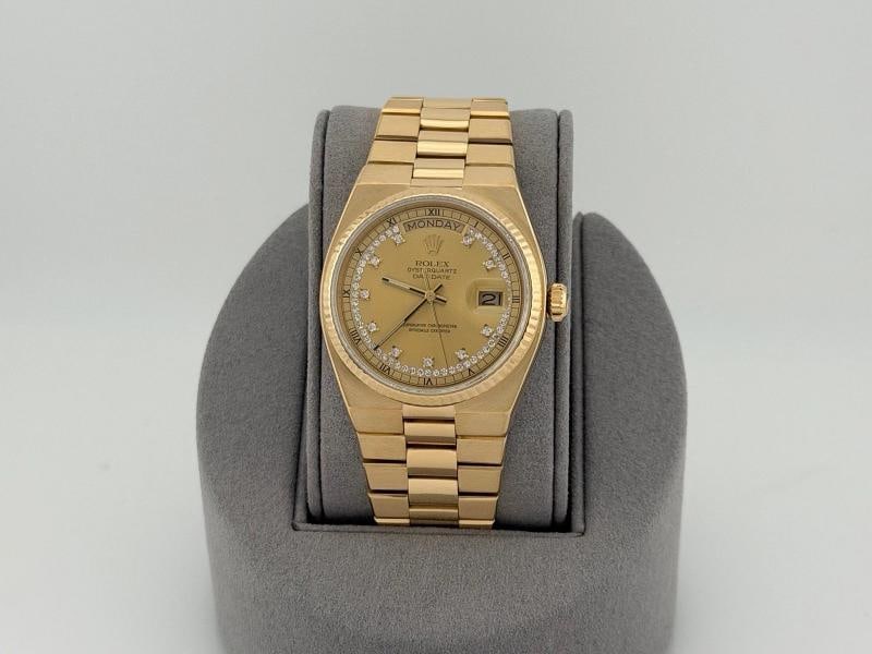 Rolex Day Date Oysterquartz 19018 Factory String Diamond Dial 18K Yellow Gold - 8
