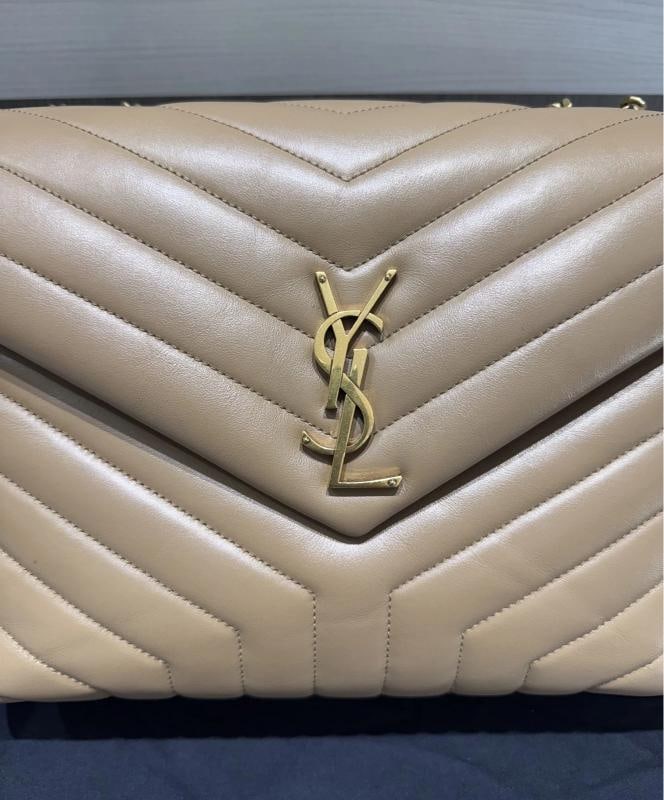 YSL Saint Laurent Medium Loulou Chain Satchel in Beige - 11